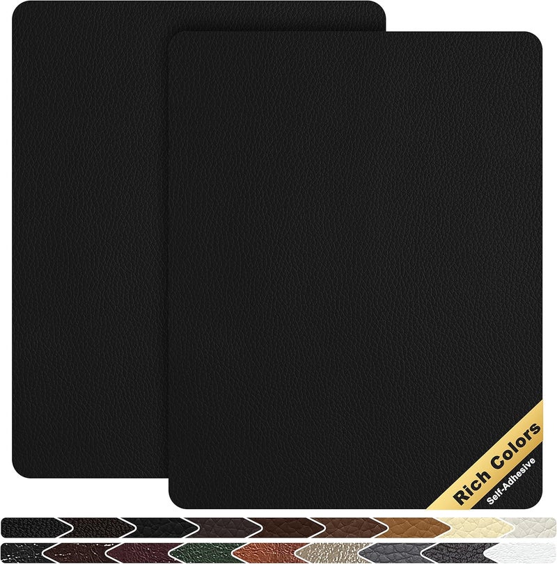 KING MOUNTAIN Leather Repair Patch,2 Packs 9 x 11 Inches self Adhesive Leather Repair Tape for Damaged Leather Furniture, Sofa Seating,Car Seats, Leather Goods(Black) - Image 1